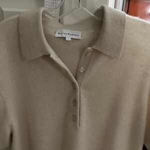 White + Warren Women's Beige Polo Sweater